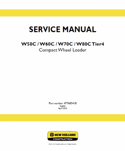 New Holland W70C W80C Tier4 Wheel Loader Service Manual