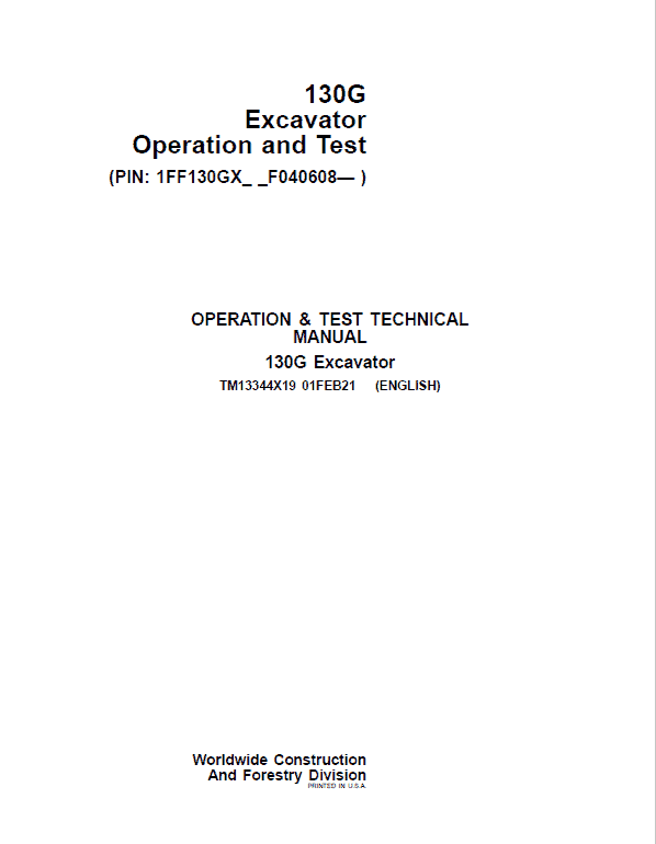 John Deere 130GLC Excavator Repair Services Manual SN John Deere 130GLC Excavator Repair Services Manual SN