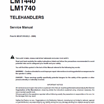 New Holland LM1440, LM740 Telehandlers Service Manual