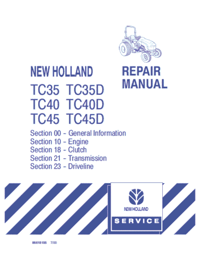 New Holland TC35D, TC40D, TC45D Tractor Service Manual