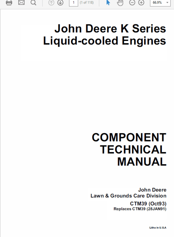 John Deere K Series Air Cooled & Liquid Cooled Engines Manual John Deere K Series Air Cooled & Liquid Cooled Engines Manual