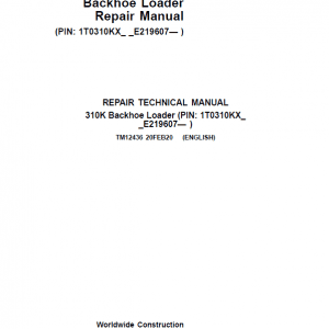 John Deere 310K Backhoe Loader Repair Service Manual