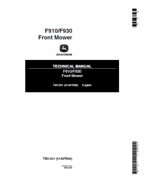 John Deere F910, F930 Front Mower Repair Technical Manual