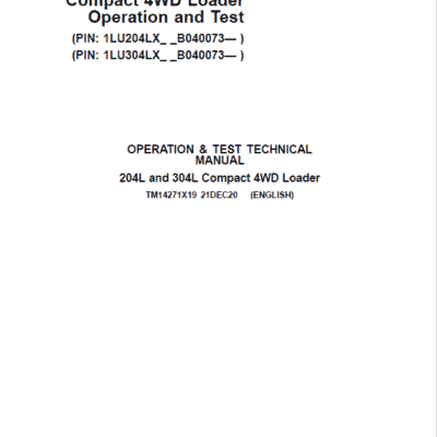 Cart John Deere 204L, 304L 4WD Loader Technical Manual