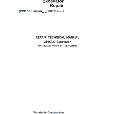 Cart John Deere 250GLC Excavator Repair Service