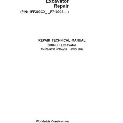 John Deere 300GLC Excavator Repair Service Manual