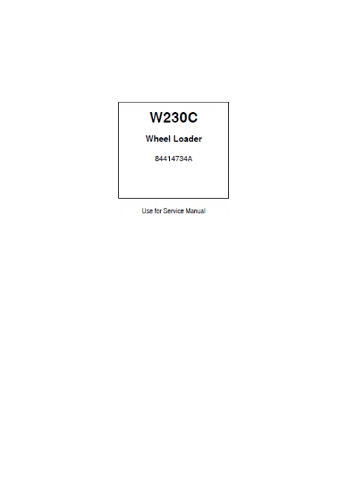 New Holland W230C Wheel Loader Service Manual