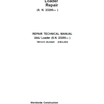 Cart John Deere 244J Loader Repair Manual TM11215