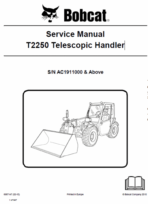 Bobcat T2250 Telescopic Handler Service Repair Manual