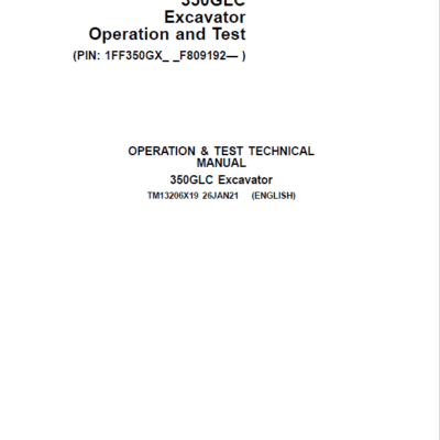 John Deere 350GLC Operation Test Manual