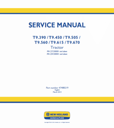 How To Repair New Holland T9.390, T9.450, T9.505 Tractor Service Manual