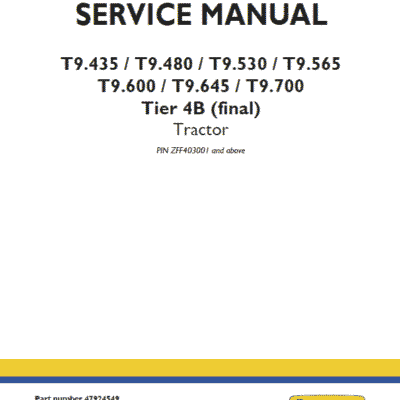 New Holland T9.435, T9.480, T9.530, T9.565 Tractor Service Manual