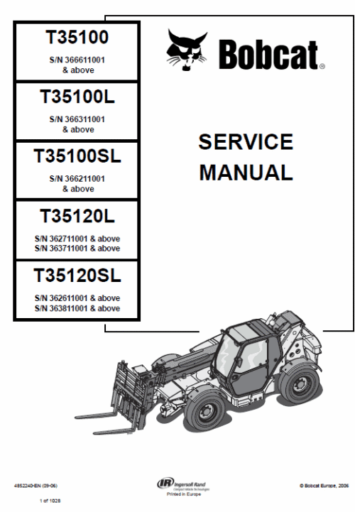 Bobcat T35100 T35120SL Telescopic Manual