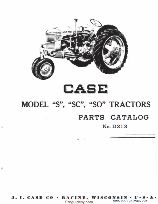 Case S, SC and SO Tractor Catalog Manual