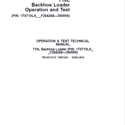 John Deere 710L Backhoe Loader Repair Technical Manual (S.N after F294268 – F390995)