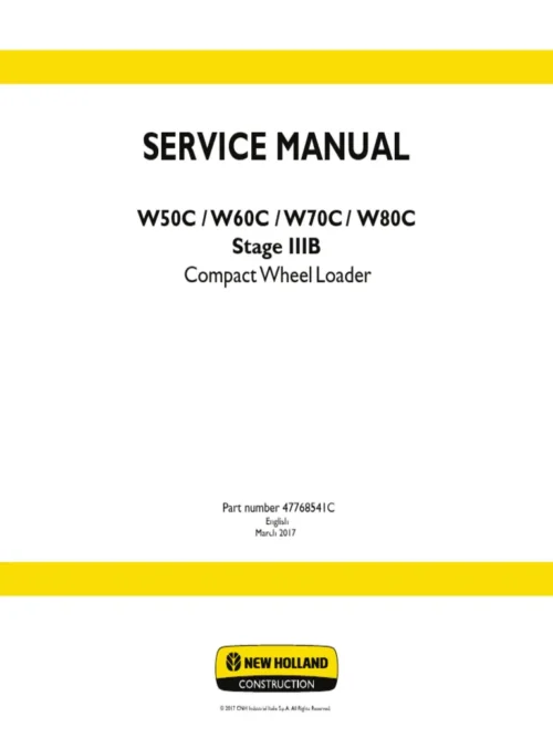 New Holland W50C W60C Loader Stage IIIB Service Manual