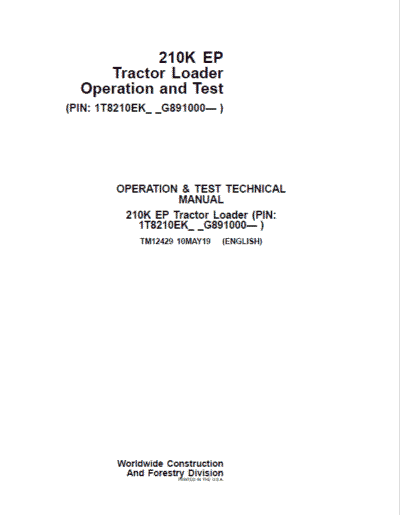 John Deere 210K EP Tractor Loader Repair Technical Manual - Image 2