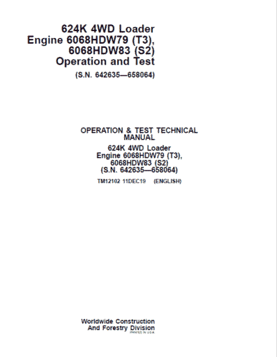 John Deere 624K 4WD Loader with Engine T2 & T3 Technical Manual - Image 2