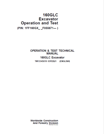 John Deere 160GLC Excavator Repair Service Manual TM - Image 2