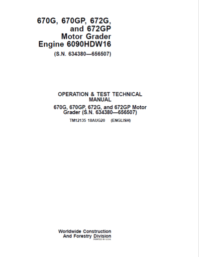 John Deere 670G, 670GP, 672G, 672GP Grader Manual - Image 2