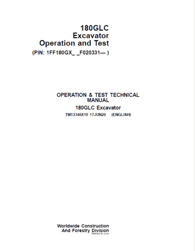 John Deere 180GLC Excavator Repair Service Manual TM - Image 2
