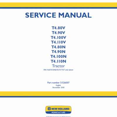 New Holland T4.80V, T4.90V, T4.100V, T4.110V Tractor Service Manual