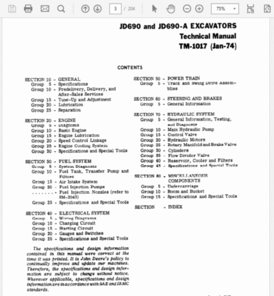 John Deere 690, 690A Excavator Service Manual - Image 3