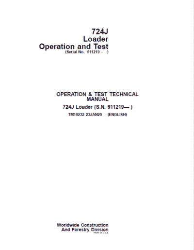 John Deere 724J Loader Repair Technical Manual - Image 2