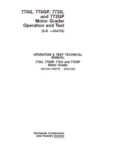 John Deere 770G, 770GP, 772G, 772GP Grader Technical Manual - Image 2