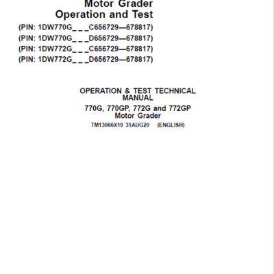 Cart John Deere 770G, 770GP, 772G, 772GP Grader Repair Service