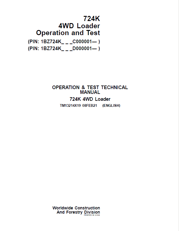 John Deere 724K 4WD Technical Manual John Deere 724K 4WD Technical Manual - Image 2