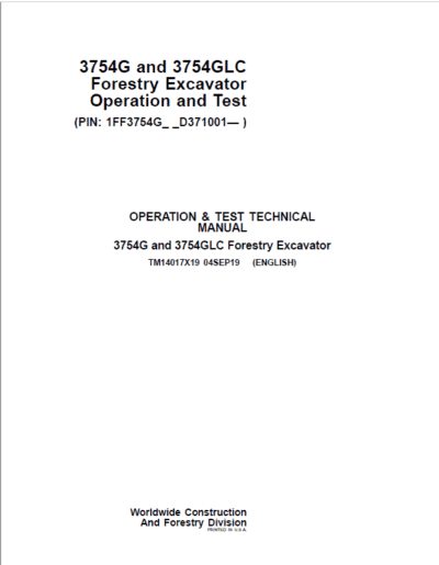 John Deere 3754G, 3754GLC Swing Excavator Repair Service Manual - Image 2