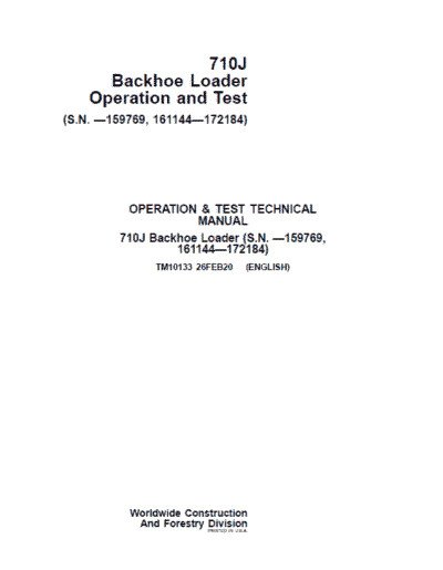 John Deere 710J Backhoe Loader Technical Manual (S.N before – 159769 & 161144 – 172184 ) - Image 2