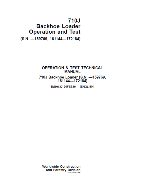 John Deere 710J Backhoe Loader Service Manual