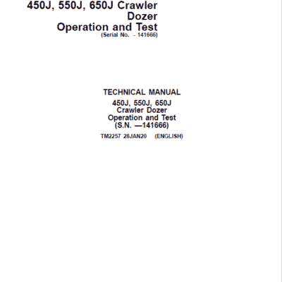 John Deere 450J, 550J, 650J Crawler Dozer Service Manual