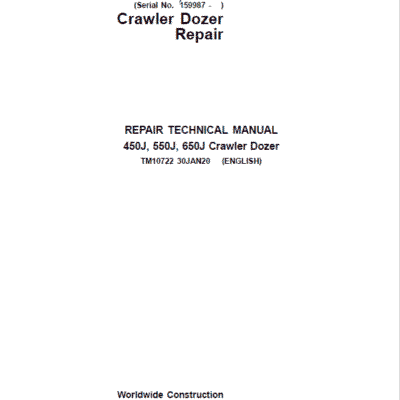 John Deere 450J, 550J, 650J Crawler Dozer Services Manual