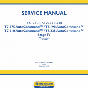 New Holland T7.175, T7.190, T7.210, T7.225 Tractor Service Manual New Holland T7.175, T7.190, T7.210, T7.225 Tractor Service Manual - Image 2