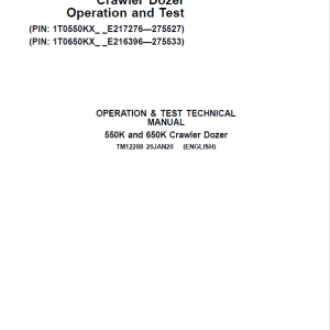 John Deere 550K, 650K Crawler Dozer Service Manual John Deere 550K, 650K Crawler Dozer Service Manual - Image 2