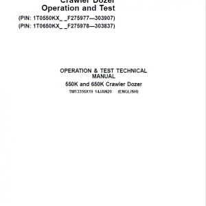 John Deere 550K, 650K Crawler Dozer Services Manual