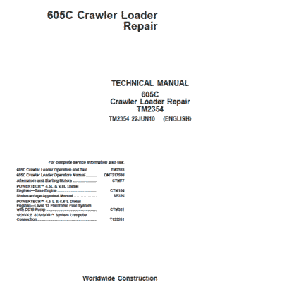 John Deere 605C Crawler Loader Service Manual