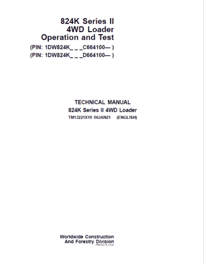 John Deere 824K 4WD Series II Loader Technical Manual - Image 2