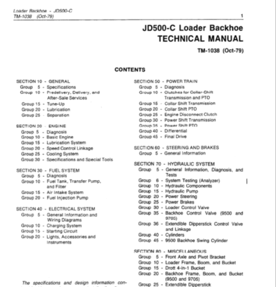John Deere 500C Loader Backhoe Service Manual - Image 3