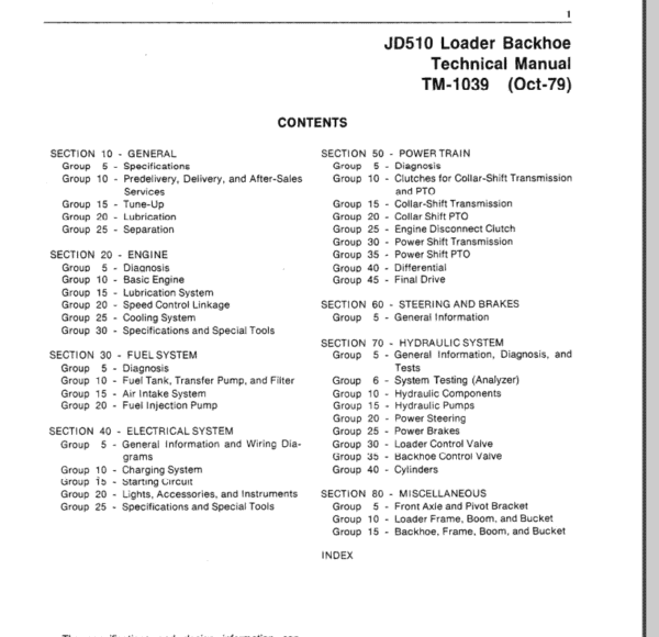 John Deere 510 Backhoe Loader Service Manual