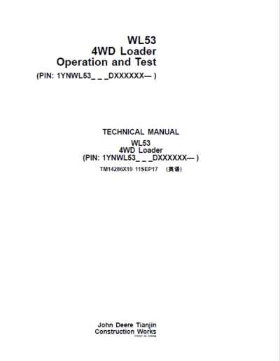 John Deere WL53 4WD Loader Repair Technical Manual - Image 2