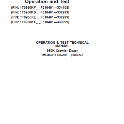 John Deere 950K Crawler Dozer Technical Manual (SN. from F310401 – 338999)