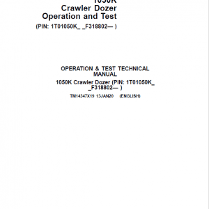 John Deere 1050K Crawler Dozer Services Manual John Deere 1050K Crawler Dozer Services Manual - Image 2