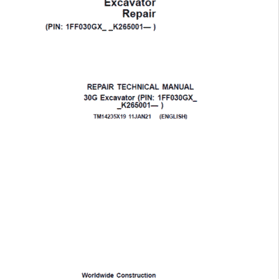 John Deere 30G Excavator Service Manual