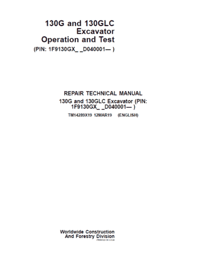 John Deere 130G, 130GLC Excavator Service Manual - Image 2
