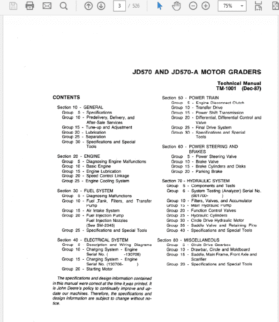 John Deere 570, 570A Motor Grader Repair Technical Manual - Image 3