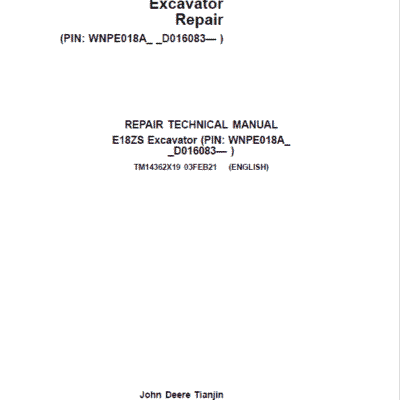 Cart John Deere E18ZS Excavator Repair Service Manual